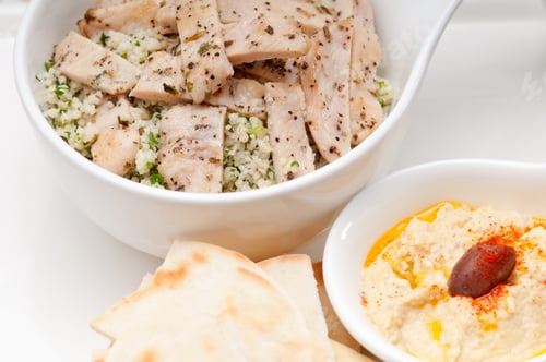 Preview: Fresh Traditional Arab Chicken Taboulii Couscous With Hummus