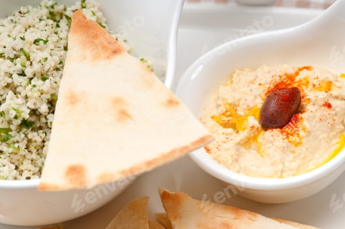 Preview: Fresh Traditional Arab Taboulii Couscous With Hummus
