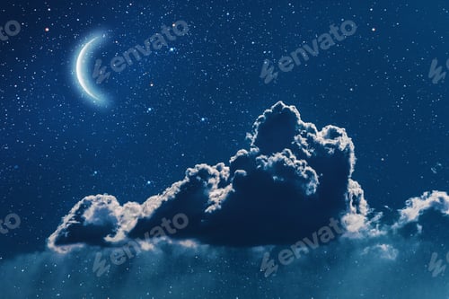 Preview: Backgrounds Night Sky With Stars And Moon And Clouds.