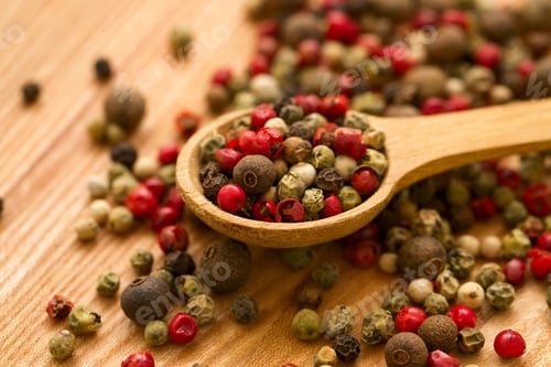 Preview: Peppercorn Mix In A Wooden Spoon