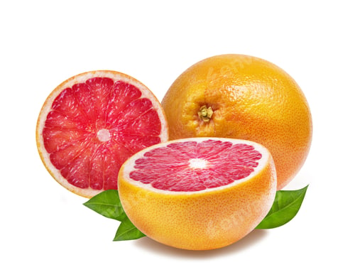 Vorschau: Grapefruit mit isolierten Scheiben auf weißem Hintergrund
