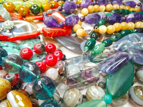 Preview: Jewelry Background Fashion Beads Necklace With Bright Crystals