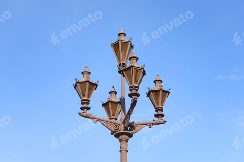 Preview: Street Lamp In The Old Style On Blue Sky Background In St.Petersburg, Russia.