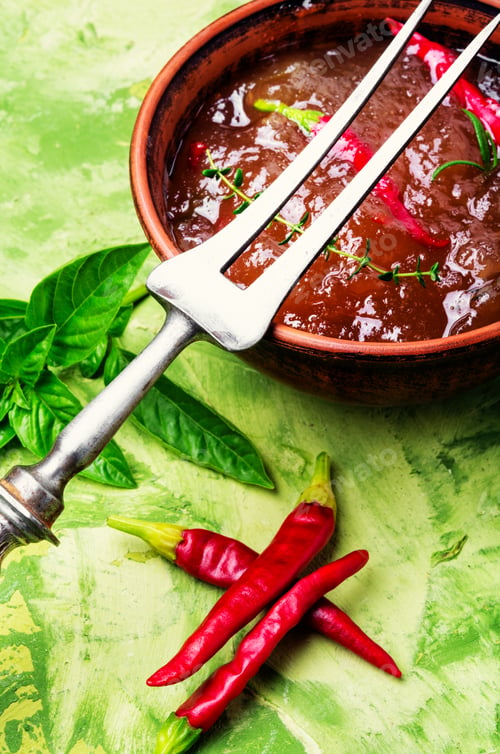 Preview: Apple Sauce With Chili And Herbs. Sauce For Meat Or Fish