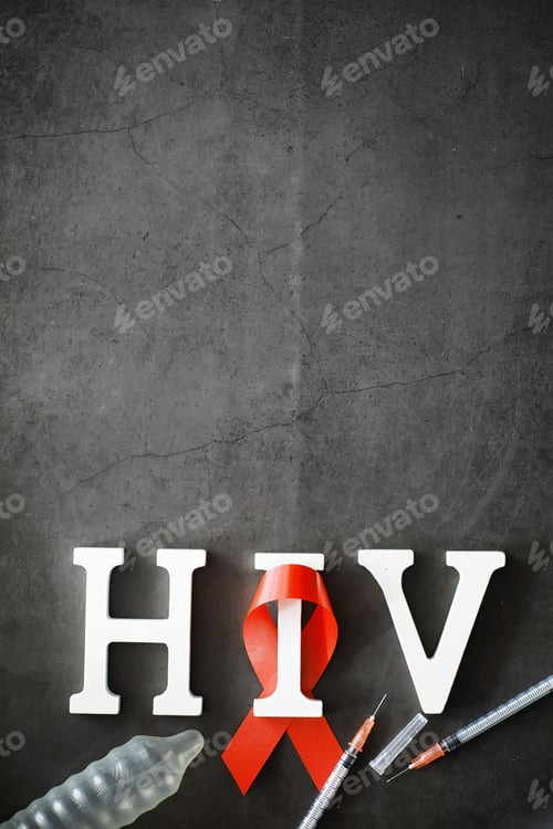 Preview: Symbol Of Human Immunodeficiency Virus Disease. Red Ribbon. A Helping Hand And Support. Background.