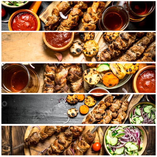 Preview: Food Collage Of Shish Kebab .