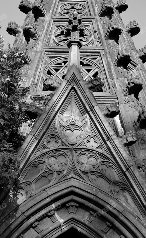 Preview: Fragment Of Crypt In The Old Jewish Cemetery On The Outskirts Of St. Petersburg, Russia. Black And