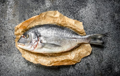 Preview: Fresh Dorado On Old Paper. On A Rustic Background.