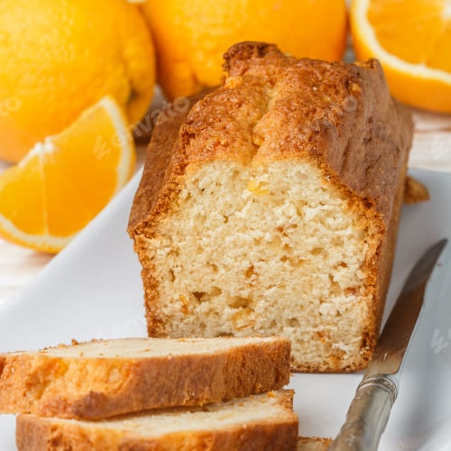 Preview: Homemade Orange Fruit Loaf Cake With Citrus Candied Fruits And Nuts. Traditional Treat For Tea For