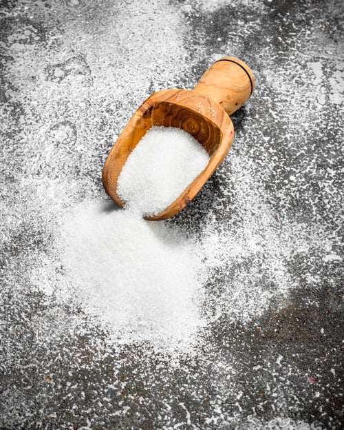 Preview: Scoop With Sugar. On A Rustic Background.