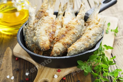 Preview: Fried Fish In A Frying Pan On The Table