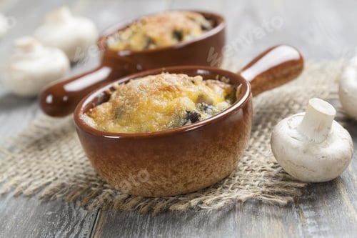 Preview: Mushrooms Baked With Cheese Crust In Cocotte