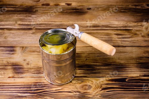 Preview: Opening Of Aluminium Tin Can With Chopped Canned Pineapple
