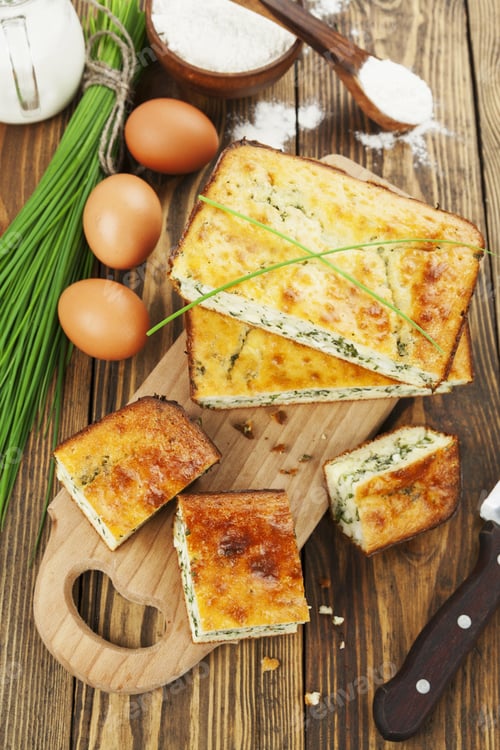 Preview: Pie With Spring Onion And Eggs On The Table