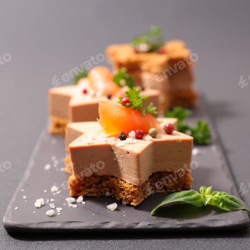 Star Shaped Foie Gras Appetizers on Slate Plate