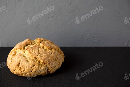 Preview: Homemade Irish Soda Bread, Side View. Copy Space.