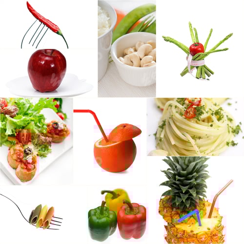 Preview: Organic Vegetarian Vegan Dietetic Food Collage Bright Mood