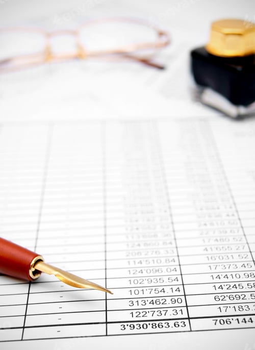 Preview: Pen, Ink And Glasses On The Documents.