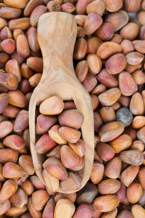 Pine Nuts with Wooden Scoop, Still Life