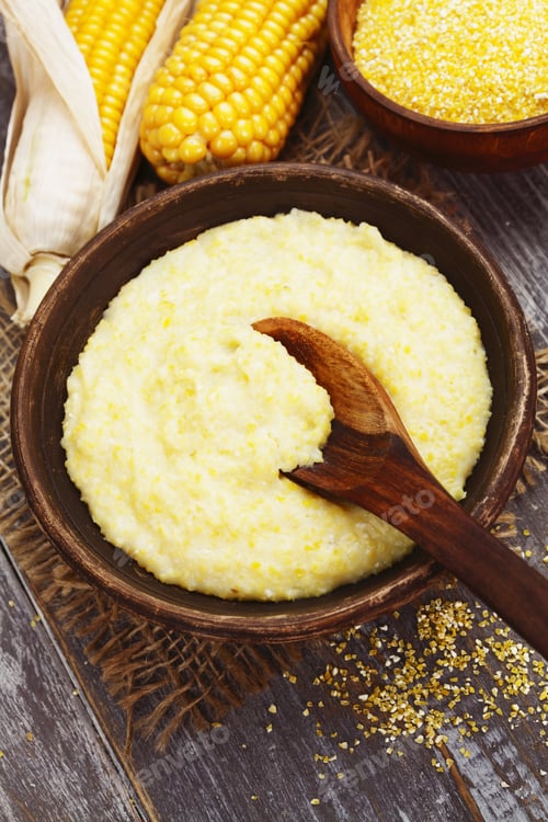 Preview: Fresh Corn Meal In The Plate On The Table
