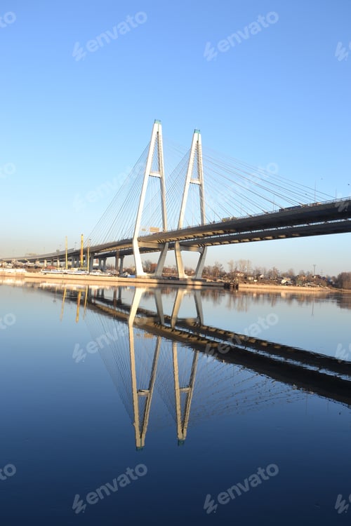 Preview: Cable-Stayed Bridge In St.Petersburg At Sunny Spring Day, Russia.