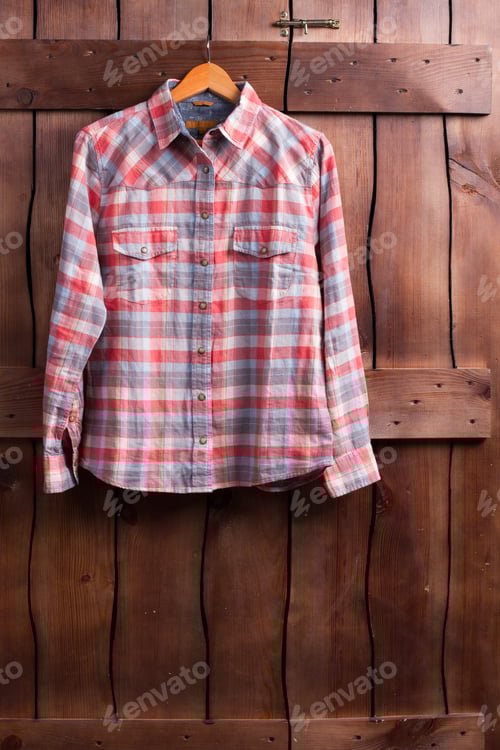 Preview: Fitting Room In A Clothing Store. Shirt Is Hanging On A Wooden Fence.