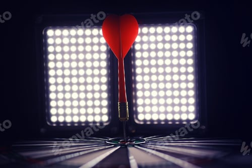Preview: Darts. The Dart For Playing In The Game Board Is Stuck. Hit The Sector In Darts. The Concept Of A
