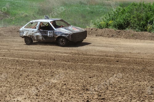 Preview: Race Of The Old Wrecked Cars. Rally On Open Air With Dust