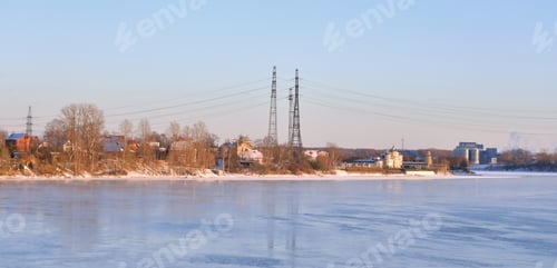 Preview: View Of Neva River At Winter Sunset On The Outskirts Of Petersburg, Russia.