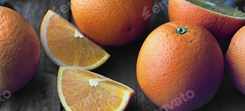 Preview: Orange Citrus Fruit On Stone Table. Orange Background.