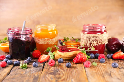 Preview: Assorted Of Jam And Fresh Fruits
