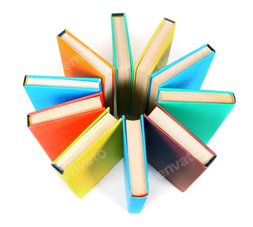 Preview: Multi-Coloured Books. On A White Background.