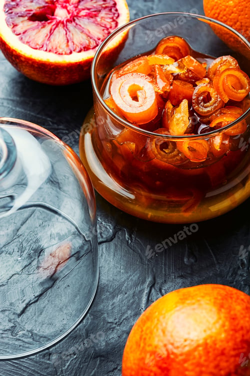 Preview: Jar Of Delicious Orange Jam.Orange Marmalade Or Fruit Jam