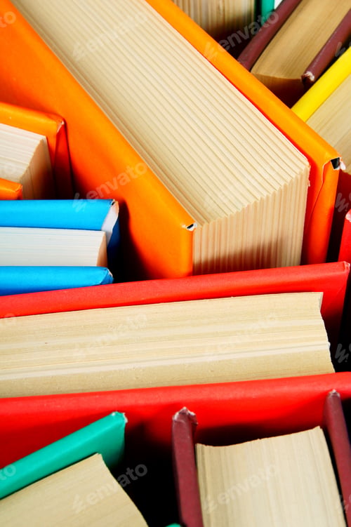 Preview: Multi-Coloured Books From Above. The Close Up.