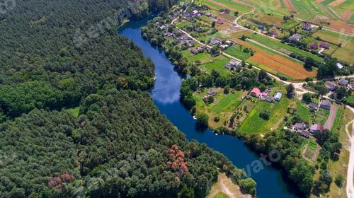 Preview: Drone With A Camera, Beautiful Summer Small River From A Height
