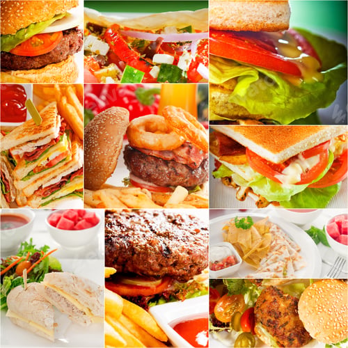 Preview: Burgers And Sandwiches Collection On A Collage Nested Square Canvas