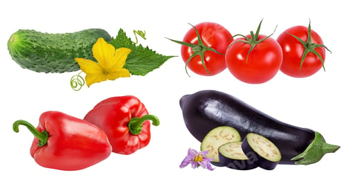 Preview: Tomato,Eggplant ,Pepper And Cucumber Isolated On White Background