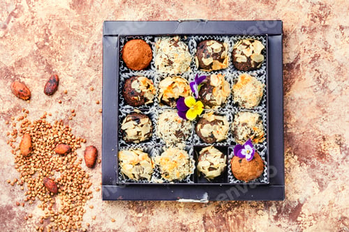 Preview: Homemade Sweets Or Truffles Made From Green Buckwheat.