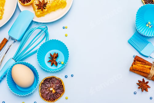 Preview: Traditional Culinary Concept. Baking Supplies, Fresh Honey, Fragrant Spices And Dry Fruits. Gentle