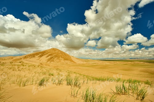 Preview: Mongolia. Sands Mongol Els, Sandy Dune Desert, Bright Sunny Day