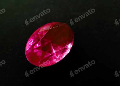 Preview: Red Ruby Gem Crystal Precious Jewel On Black Background