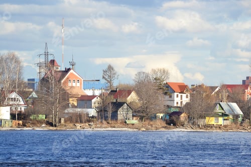 Preview: Bank Of The River Neva On The Outskirts Of St. Petersburg At Sunny Spring Evening, Russia