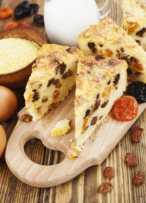 Preview: Casserole With And Dried Fruits On The Wooden Table