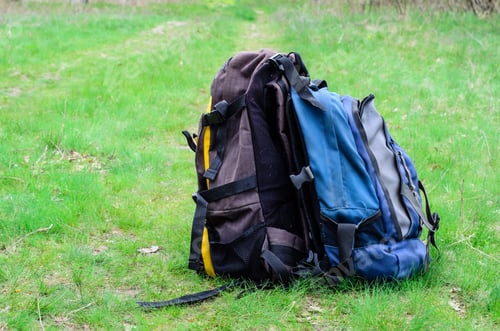 Preview: Two Touristic Backpacks On The Green Grass
