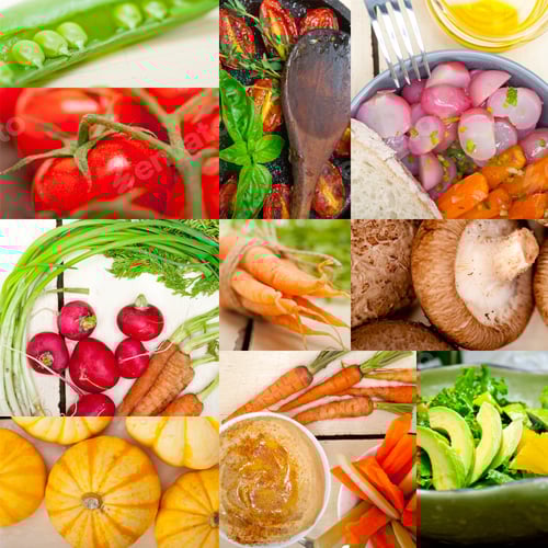 Preview: Fresh Hearthy Healthy Vegetables Selection Food Collage Composition