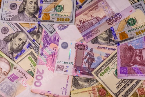 Preview: Background Of The American, Ukrainian And Russian Banknotes