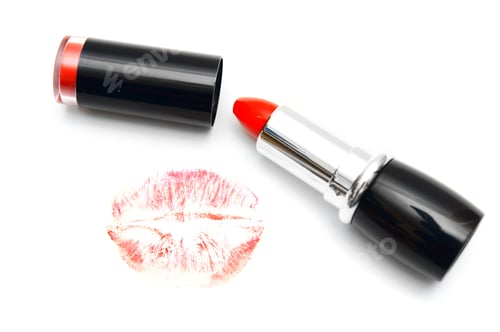 Preview: Lipstick And Trace From A Kiss. On A White Background.