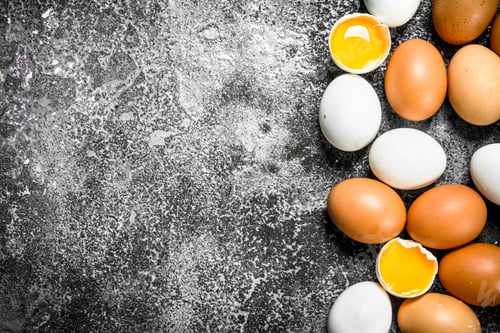 Preview: Fresh Chicken Eggs. On A Rustic Background.