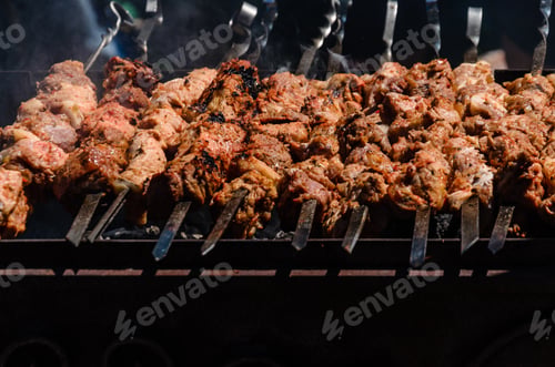 Preview: Shish Kebab With Spices Preparing On Skewers