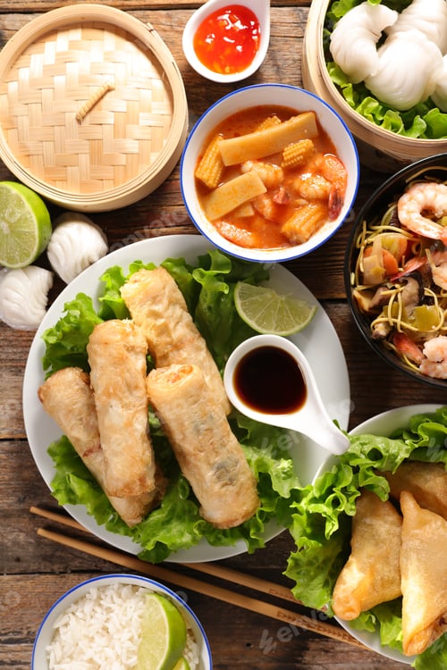 Preview: Spring Roll, Noodle Soup And Shrimp Salad